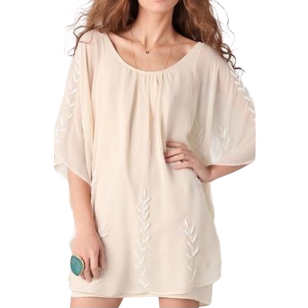 NWOT Free People Nude Cape Boho Sheer Dress